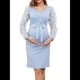 thumbnail image 2 of Vestido Midi de Maternidad de Larga con Floral, Vestido Ajustado de Otoño para Baby Shower o Sesión de Fotos. Azul XL, 2 of 9