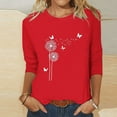 thumbnail image 2 of fartey 3/4 Length Sleeve Tops for Women Funny Trendy Dandelion Graphic Blouse T-Shirt Casual Fit Crewneck Pullover Tees Lightweight Soft Stretch Loose Dressy Shirts For Jeans, 2 of 3