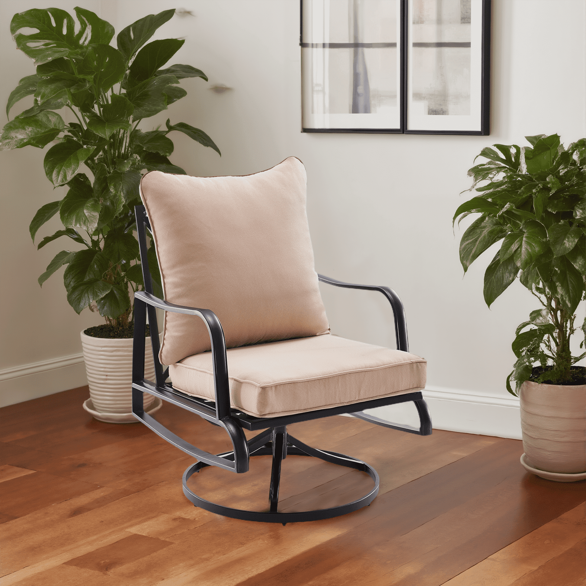 MAYEERTY Outdoor 2Piece Small Patio Set:Swivel Glider Chairs with Cushions for Porch,Balcony,Backyard