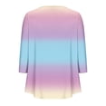 thumbnail image 3 of RXIRUCGD T-shirt Imprimé Décontracté d'Été pour Femmes Manches Trois-Quarts Col Rond Froncé Blouse, Rose, Taille : L, 3 of 4