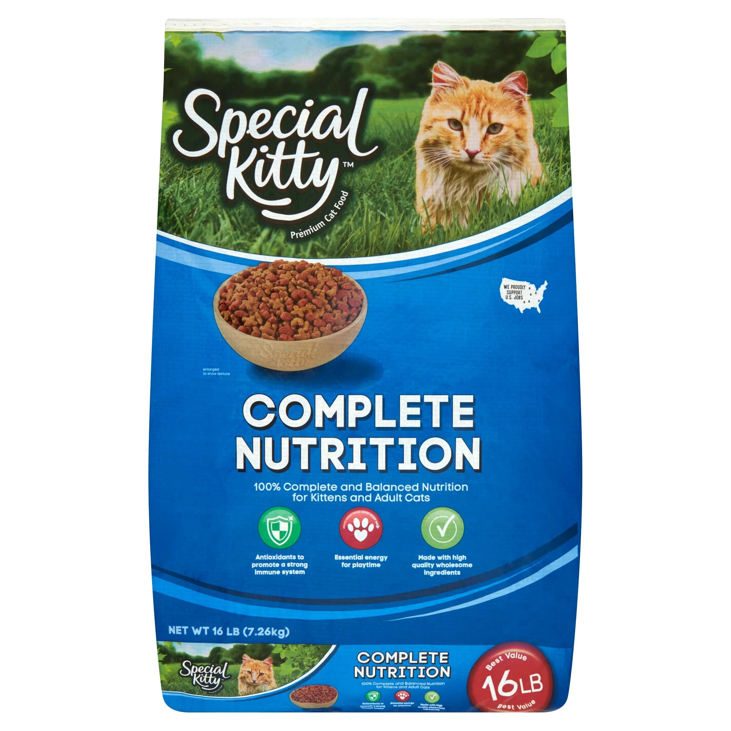 Special Kitty Complete Nutrition Premium Dry Cat Food, Poultry Flavor, 16 lb