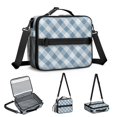 thumbnail image 5 of Blue and White Checkered Pattern Insulated Lunch Bag with Shoulder Strap and Bottle Holder,Bento School Lunch Bag Box,11x9.5x3.5 Inches, 5 of 5