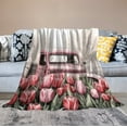 thumbnail image 6 of Throw Blanket Pink Tulips In Old Red Cab Pickup Truck Luxury Velvet Super Soft Valentines Decorations Decorative Flannel Blanket for Couch Bed Living Room for Adults Teens Kids 60"x80", 6 of 8