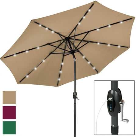 Best Choice Products 10' Solar LED Patio Umbrella w/ USB (Best Brand Umbrella In India)