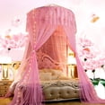 thumbnail image 3 of Mosquito Net Three-Door Design Round Dome Including Mounting Material Mosquito Net for Double or Single Bed, Camping or Give it to Friends and Family-Pink, 3 of 8