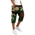 thumbnail image 4 of HKYNLAG Mens Long Cargo Shorts Below Knee Casual Elastic Waist Work Capri Pants Camouflage Summer Hiking Camping Stretch Cropped Pants with Multi Pockets Dark Green 3XL, 4 of 4