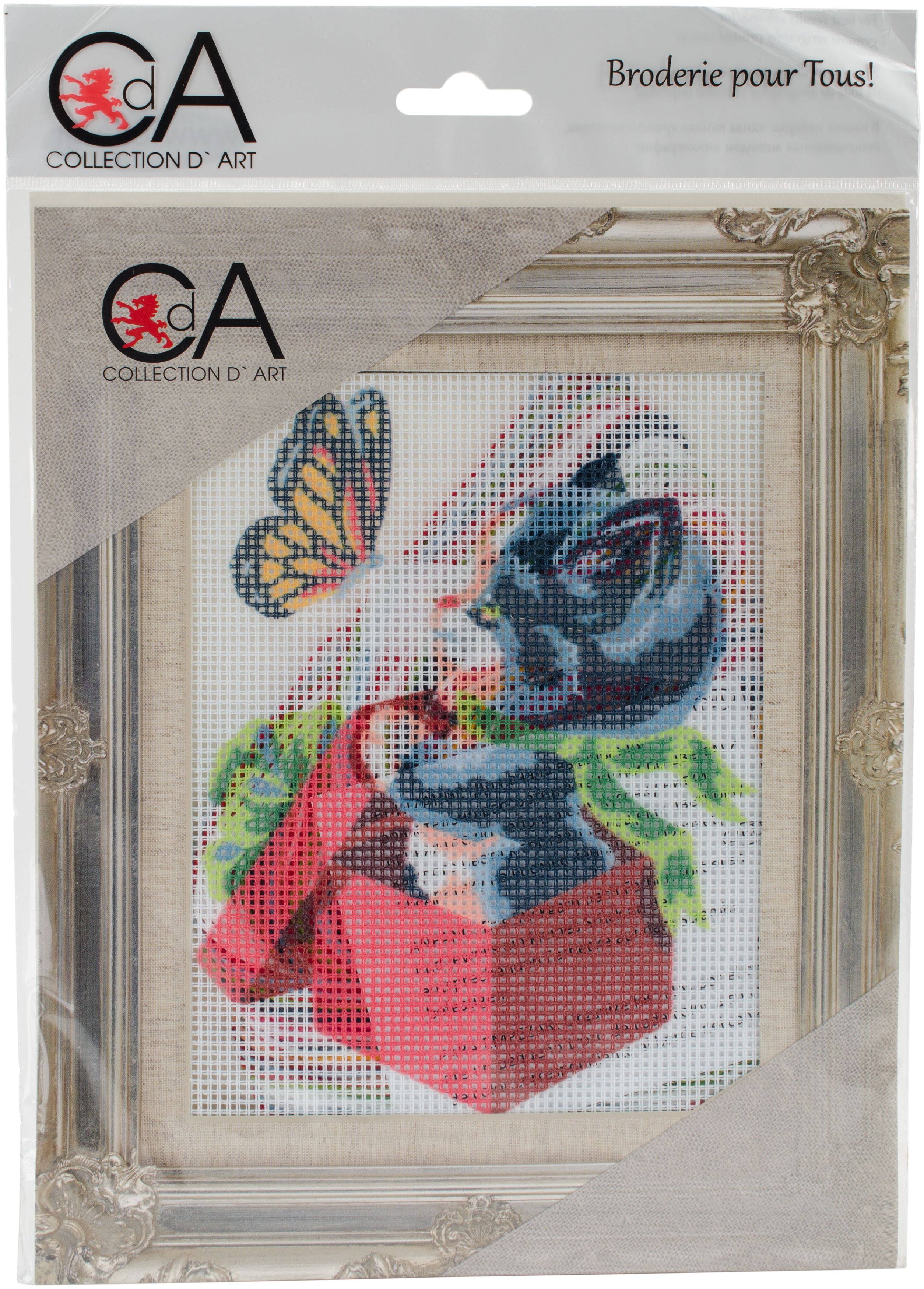 Collection D'art Stamped Needlepoint Kit 20X25cmKitten And Butterfly
