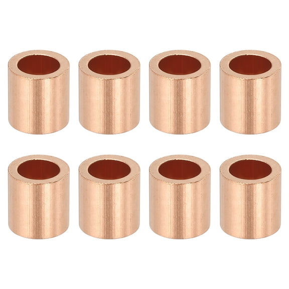 Uxcell 1/4"(6mm) Wire Rope Stop Sleeve, Copper Crimping Loops Sleeve Round Crimp Ferrules for Wire Rope and Cable Ferrule, Gold 8Pcs