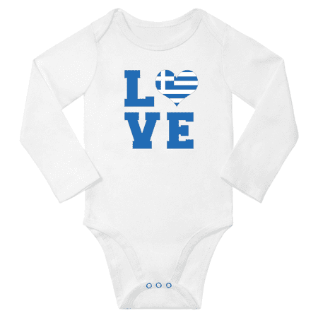 

Love Greece Heart Flag Baby Long Slevve Bodysuit Jumpsuits (White 6-12 Months)