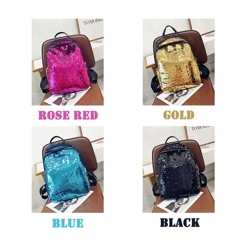 Girls Sequins Backpack Glitter Bling School Travel Rucksack Handbag Shoulder Bag 