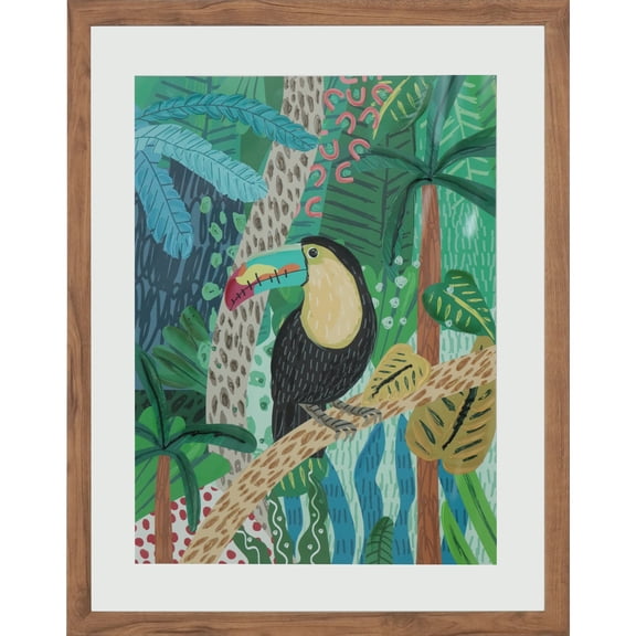 Ashland 16" x 20" Jungle Vibe Toucan Wall Decor in Woodgrain Frame , Summer Home Decor