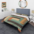 thumbnail image 1 of Designart "Classic Graphics with Vintage Flair V" Modern Midcentury Bedding Covert Set - Abstract Midcentury Blue Abstract Bed Set With 2 Shams, 1 of 6