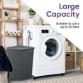 thumbnail image 4 of Superio 50L Wicker Plastic Corner Laundry Hamper with Lid - Grey (2 Pack), 4 of 9