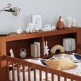 thumbnail image 3 of Twin Size Platform Bed with Storage Headboard  3 Side Guardrails，Wood Platform Bed with Double Drawer Storage, for Children's Room, Bedroom, Walnut, 3 of 9