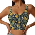 thumbnail image 2 of Haiem Hand Drawn Citrus Fruits Elegant Lemons Pattern Womens Sports Bra - U Neck Padded Low Impact Yoga Bra Workout Crop Top Gym Moisture-Wicking Workout Vest -XX-Large, 2 of 9