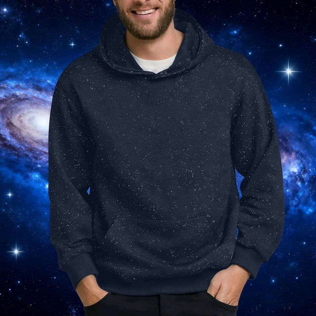 pstuiky camisa de manga larga para hombre, Sudadera con capucha y lentejuelas de manga larga de color liso para hombre Tops casuales para hombres xl