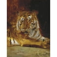 thumbnail image 2 of Rudolf Ernst 12x14 Black Ornate Wood Framed Double Matted Museum Art Print Titled: Tiger, 2 of 5