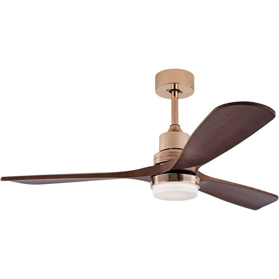 FETCOI 48" 3 Blades Wood Ceiling Fan, Dimmerable Downrod Outdoor Ceiling Fan with Lights and Remote Noiseless Reversible Motor Modern Ceiling Fan for Patios Bedroom Living Room (Walnut)