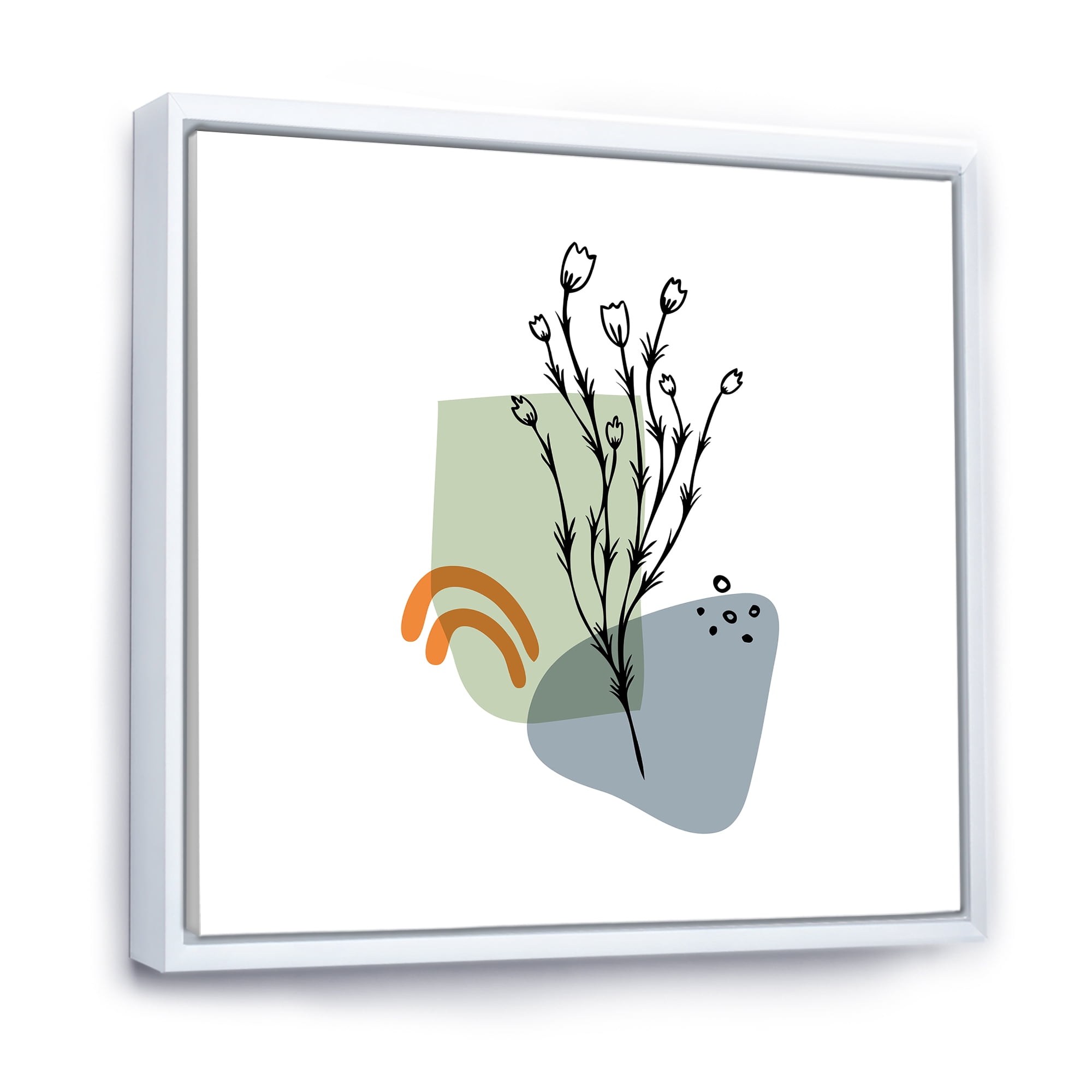 Designart 'Abstract Minimal Shapes Under Flowers II' Modern Framed Canvas Wall Art Print