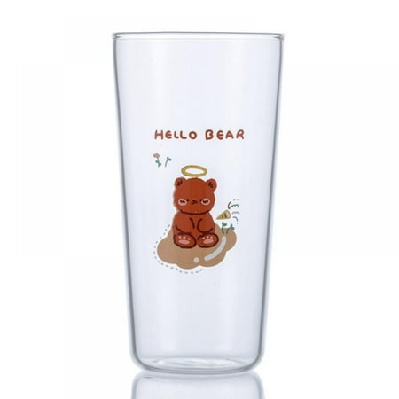 

Cute Bear Glass Heat-resistant Drinking Glass Breakfast Cup With Juice Milk Cup Creative Romantic Birthday Gifts for Friends 350ML/11.8 oz