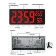 thumbnail image 3 of Reloj digital con pantalla grande, reloj de pared digital grande con temperatura y humedad, reloj de pared digital con números LED para dormitorio, oficina, lectura clara para personas mayores, 3 of 7