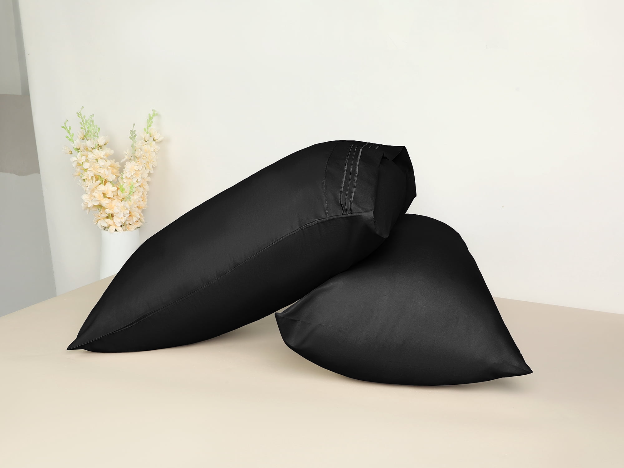 Unique Bargains 2 Pack Polyester Pillow Cases Pillow Covers Queen Black
