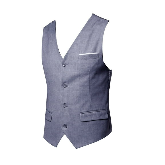 IROINNID Men's Sleeveless V-Neck Short Vest Solid Color Loose Autumn Winter Formal Business Tuxedo Suit Waistcoat Vest Jacket Top Coat