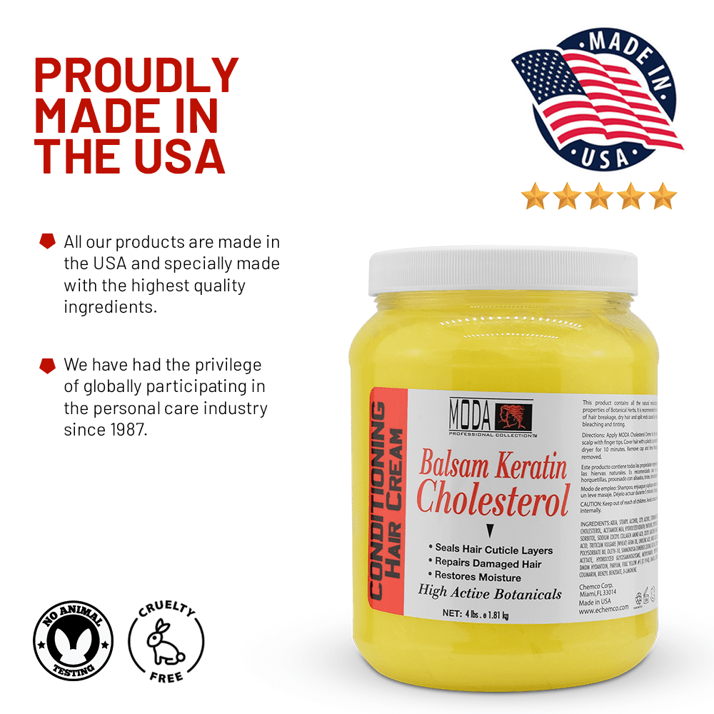 MODA - Cholesterol Deep Conditioning Hair Cream with Keratin, Panthenol, Collagen Amino Acids, Jojoba Oil, and Vitamin E – 64 Oz