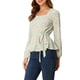 thumbnail image 4 of INSPIRAR CHIC Blusa de Peplum de Manga Larga Floral con Cuello Cuadrado y Cinturón S Verde, 4 of 6