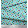 thumbnail image 3 of Soimoi Blue Poly Georgette Fabric Donuts Food Printed Fabric 1 Yard 52 Inch Wide, 3 of 5