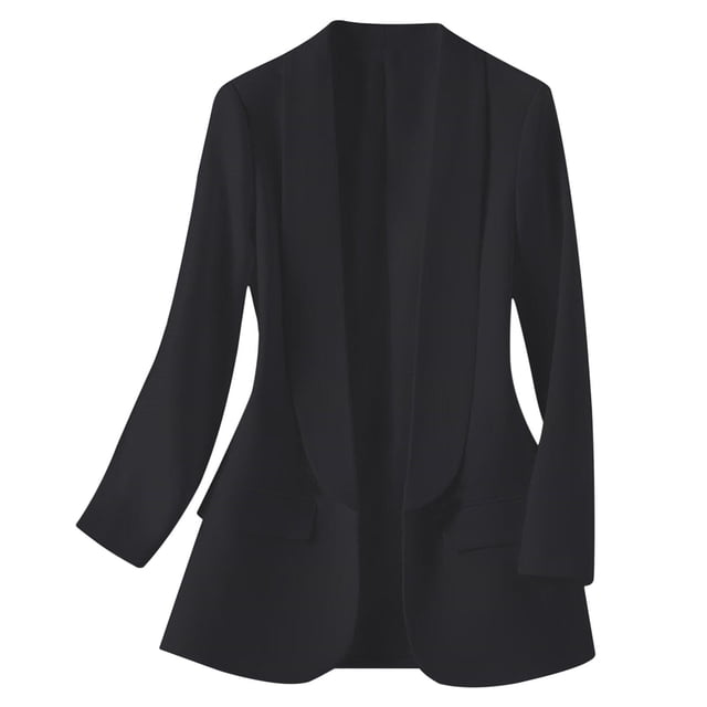 Npasoilc Coats for Women Ladies Solid Color Long Sleeve Lapel Real Pocket Suit Jacket
