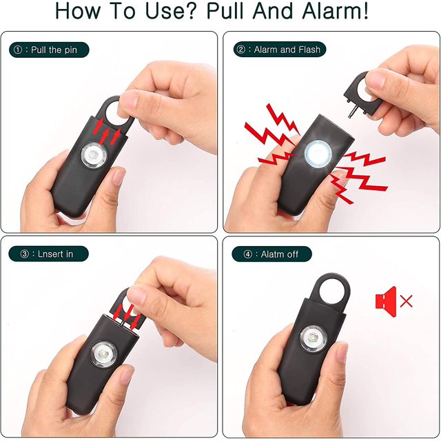 Sirena de autodefensa con luz LED-alarma de seguridad para mujeres llavero de autodefensa con luz LED Sos ayuda a ancianos y niños llamada de emergencia Feliz Sencillez