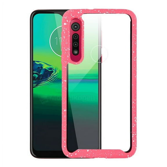 Motorola Moto G8 PLAY Phone Case Hybrid Cover with [TPU Cushion] Enhanced Hand-Grip TPU Cushion Frame   Transparent Clear Shock-Absorbing Armor Rubber Bumper RED Cover for Motorola Moto G8 Play