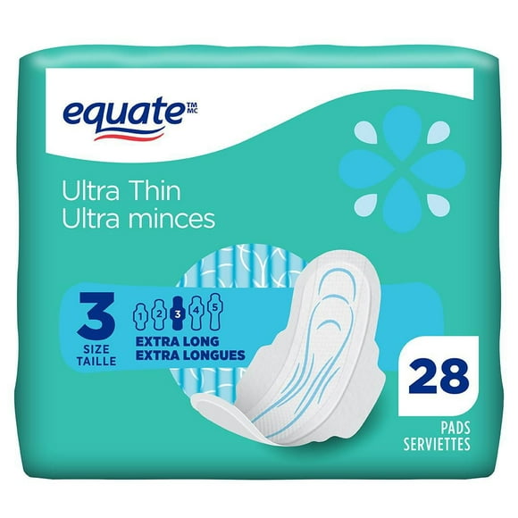 Equate Extra Long Super Ultra Thin Pads with Flexi-Wings®, 28 pads