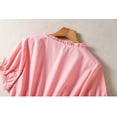 thumbnail image 5 of lcziwo Women's Crew Neck Long Dress Linen Dresses A Line Short Sleeve Clothing Summer Vacation Sundresses Pink XXL, 5 of 6