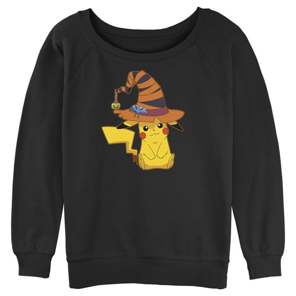 Junior's Pokemon Halloween Pikachu Witch  Sweatshirt Black X Large