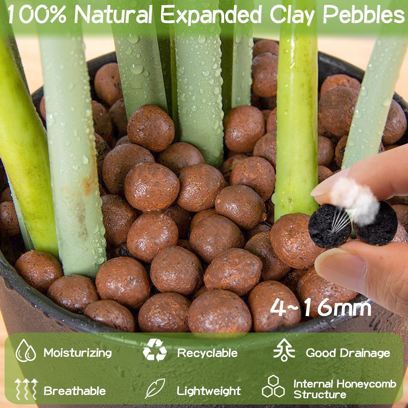 ZeeDix 17lb Leac Clay Pebbles Decorative Organic Seedling Plants Grow Media for Hydroponic Gardening