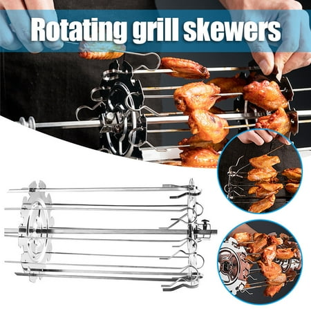 

Dreafly Stainless Steel Rotating Skewer System Electric Oven Accessories Fits for Home Any Rotisserie Grill
