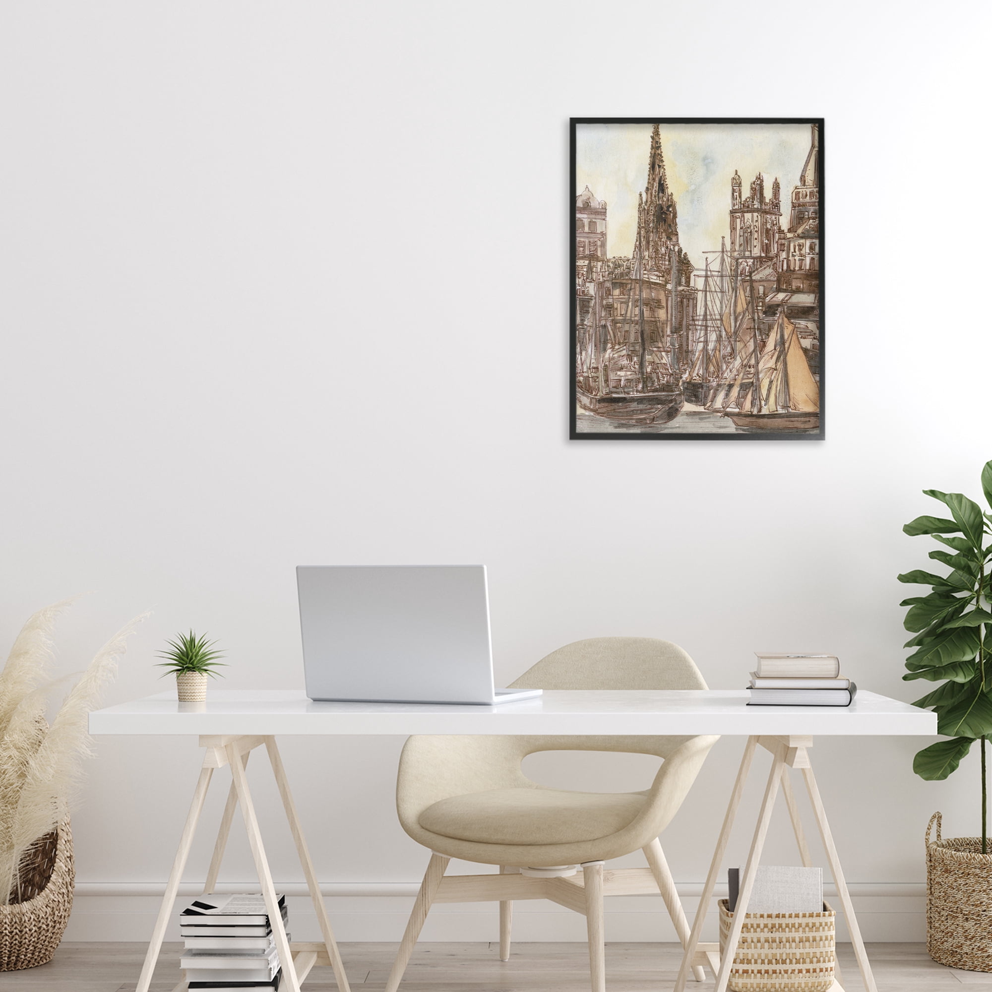 Stupell Industries Salted Remnants Harbor Black Framed Giclee Art, design by Melissa Wang