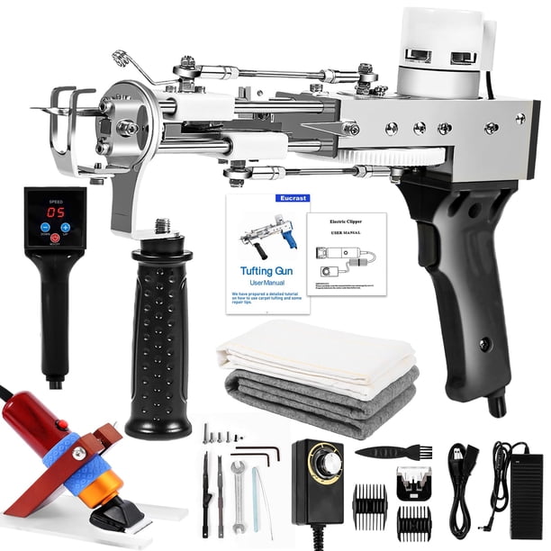 Kit de inicio Tufting Gun, máquina para hacer alfombras Eucrast, 2 en 1
