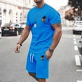 thumbnail image 2 of Costumes pour Hommes Ensemble de Sport d'Été 2024 Grande Taille Manches Courtes Col Rond Imprimé Noix de Coco, 2 of 4