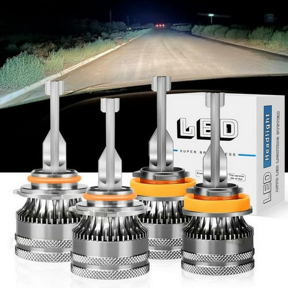 Combo LED Headlight Bulbs 6000K for 2010-2018 GMC Terrain High Low Beam White 4X