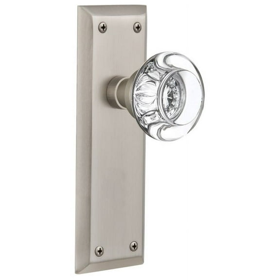 Nostalgic Warehouse Nykrcc_Psg_238_Nk Round Clear Crystal Solid Brass Passage Door Knob
