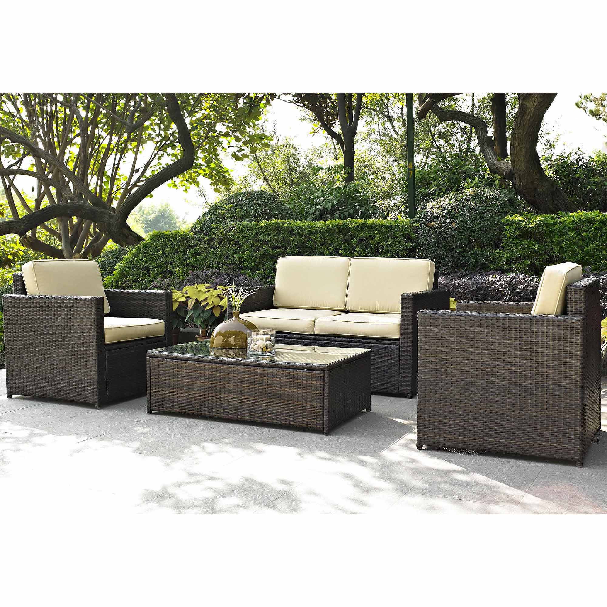 Crosley Furniture Palm Harbor 4 Piece Outdoor Wicker Seating Set throughout rattan style table and chair set – 4 piece for Inviting