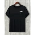 thumbnail image 2 of Men's Cross Print Short Sleeve T Shirt Crewneck Tee Shirts,men graphic t shirts,black t shirts for men, 2 of 7