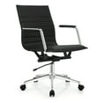 thumbnail image 6 of 2xhome Mid Century Office Swivel Task Chair With Arms Wheels Modern Black Desk Chair Ergonomic Mid back PU Leather Arm Rest Adjustable Height, Set of 1, 1 piece, 6 of 14