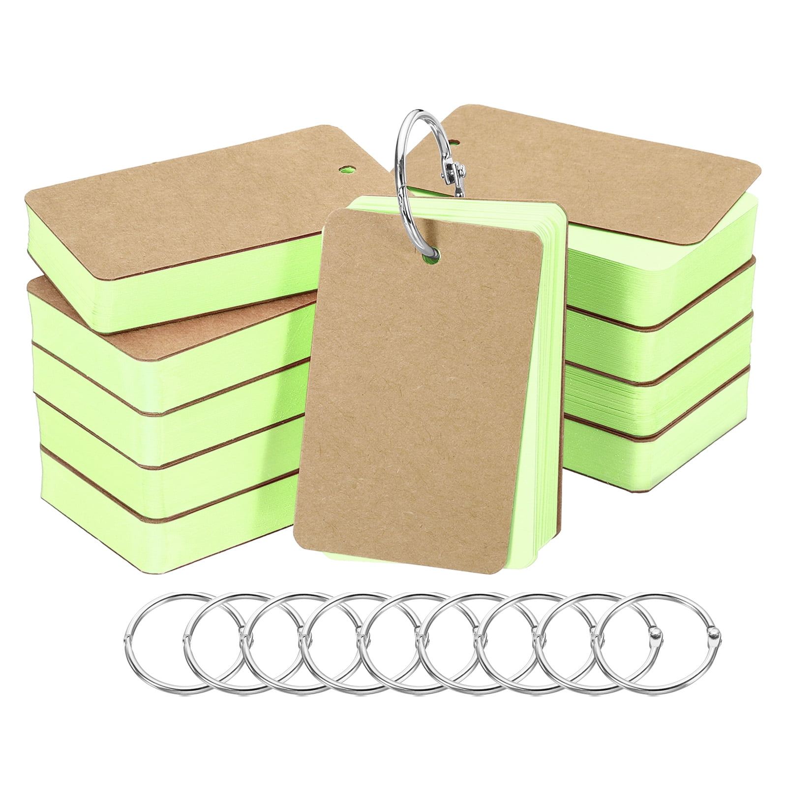Uxcell 3.5" x 2" Blank Flash Cards with Rings Study Cards Index Cards