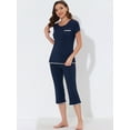 thumbnail image 2 of DARING DIVA Women's Round Neck Casual Pajama Sets L Navy Blue, 2 of 6