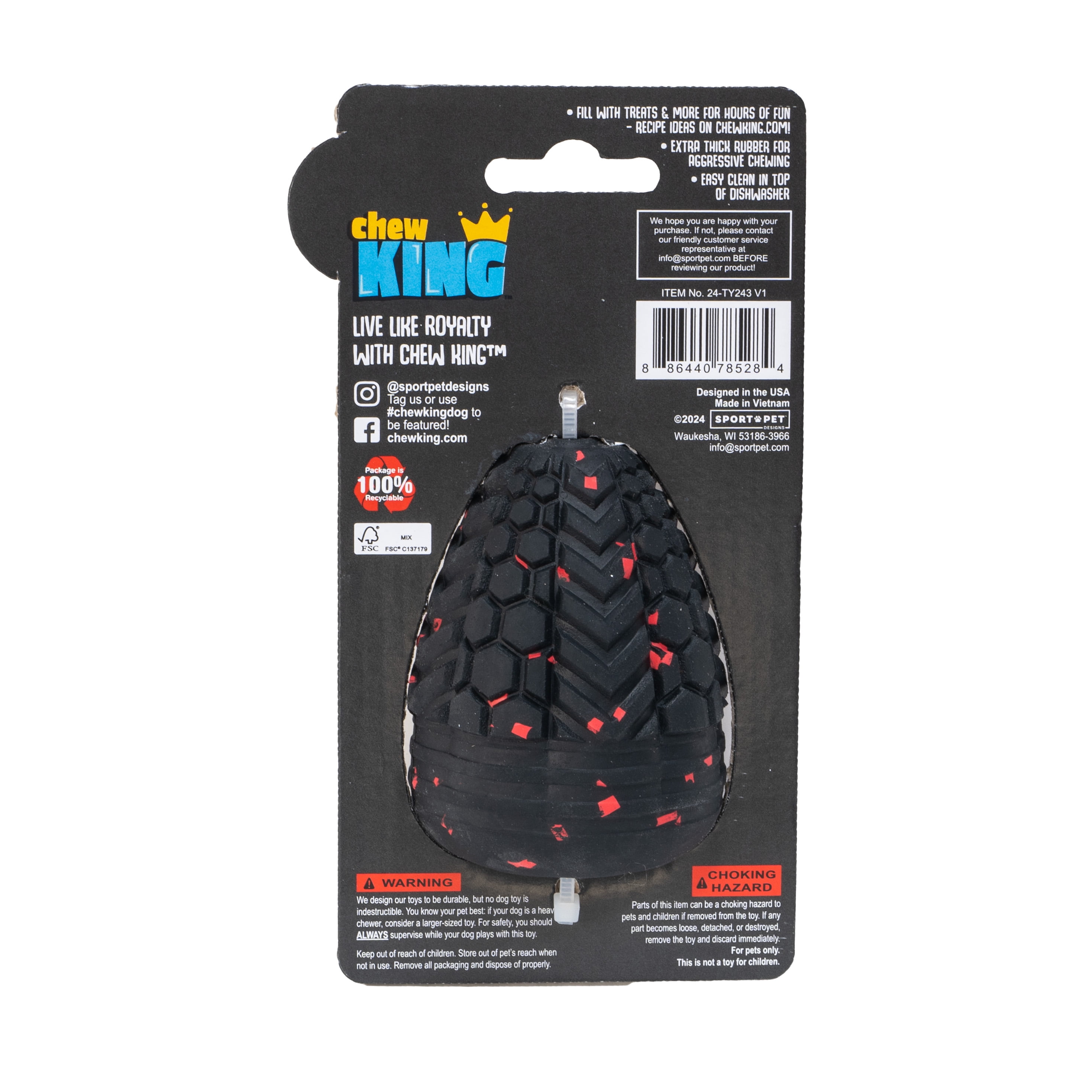 Chew King By Mammoth Supreme Dog Toy Collection, Durable All-Natural Supreme Treater, Medium