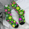 thumbnail image 7 of Flower Power Socks Bright Floral Trendy Stockings Ladies Quality Skateboard Socks Winter D, 7 of 7